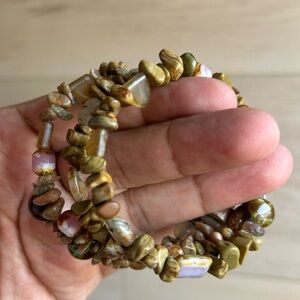 Rhyolite Chipped Stone Triple Coil Bracelet